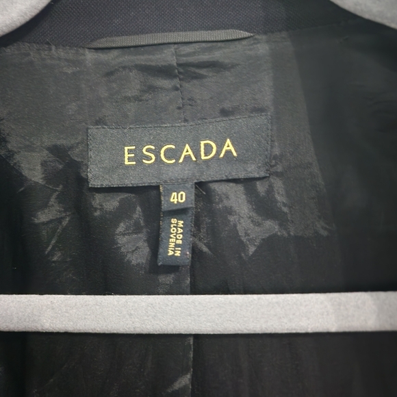 EUC Escada Black Leather Trim Wool Blend Babaasi Blazer - Picture 8 of 10